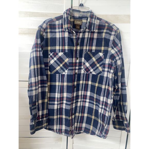 C.E. Schmidt Workwear Men's Heavy Flannel Brown Plaid Work Shirt Cotton Medium - Picture 1 of 6